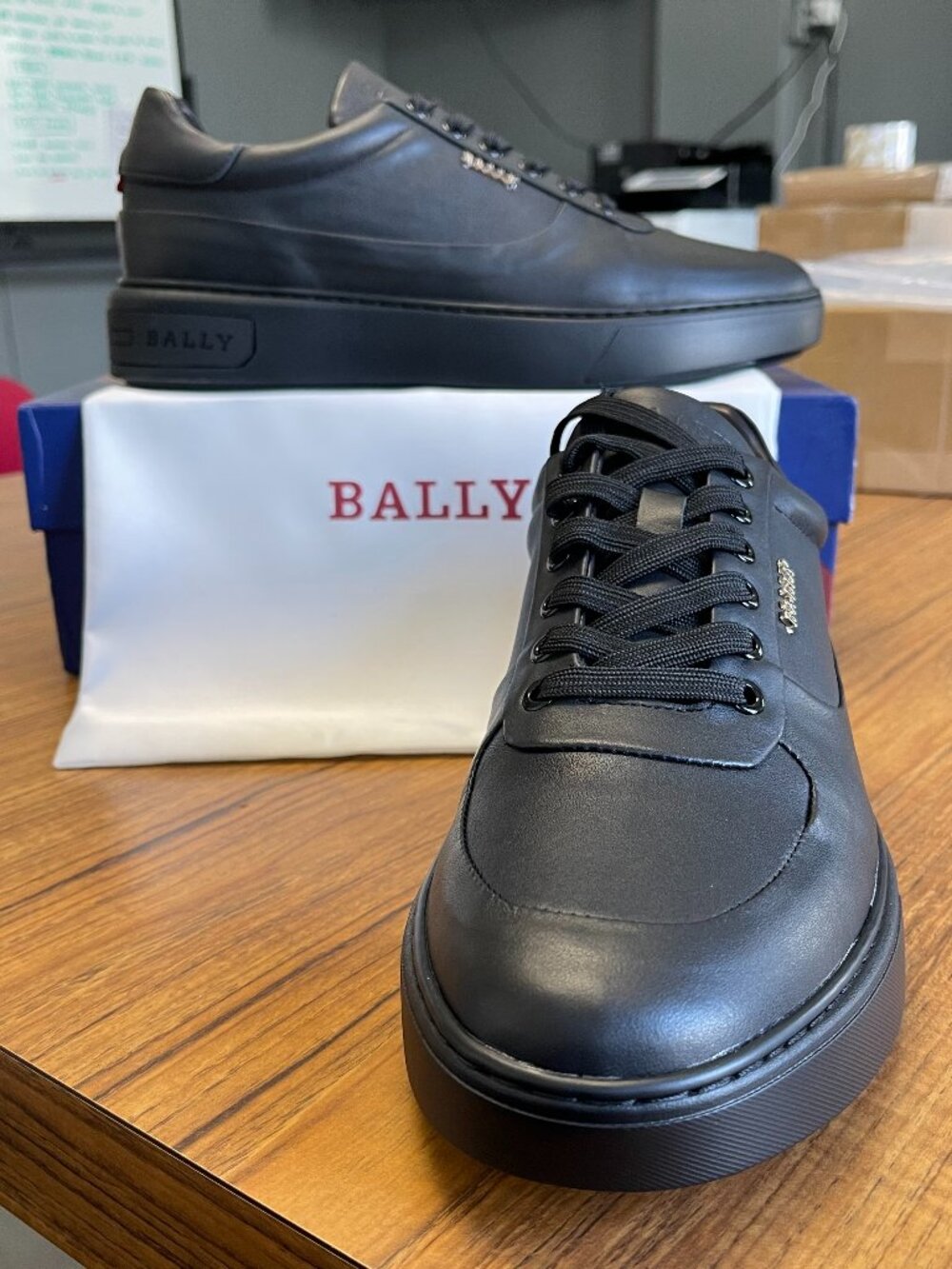 NWT Bally Manny Men's Black Calf Leather Lace Up Sneakers Size 12